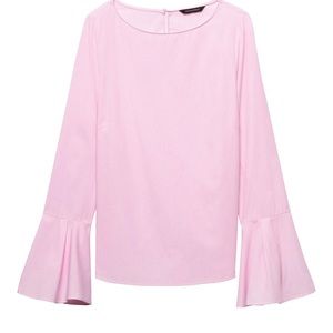 Banana Republic Pink Mini Stripe Bell Sleeve Top